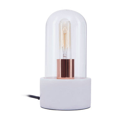 Orsina Lamonte Bell Table Lamp | White Marble Base & Glass Cloche