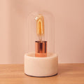 Orsina Lamonte Bell Table Lamp | White Marble Base & Glass Cloche