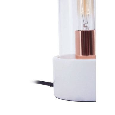 Orsina Lamonte Bell Table Lamp | White Marble Base & Glass Cloche