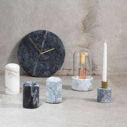 Orsina Lamonte Bell Table Lamp – Grey Marble Base & Glass Cloche