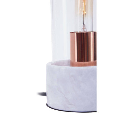 Orsina Lamonte Bell Table Lamp – Grey Marble Base & Glass Cloche