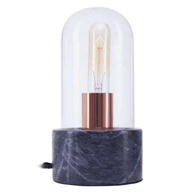 Orsina Lamonte Bell Table Lamp | Black Marble Base & Glass Cloche