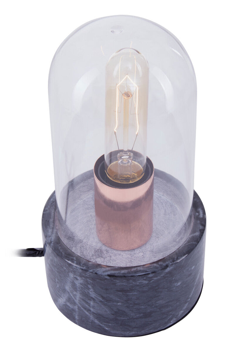 Orsina Lamonte Bell Table Lamp | Black Marble Base & Glass Cloche