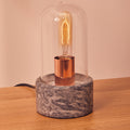 Orsina Lamonte Bell Table Lamp | Black Marble Base & Glass Cloche