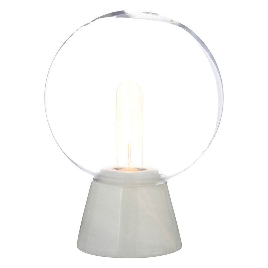 Orsina Lamonte Globe Table Lamp | White Marble Base & Clear Glass