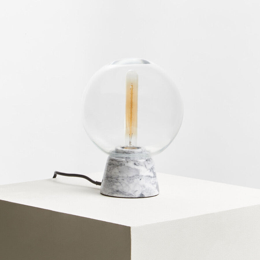 Orsina Lamonte Globe Table Lamp | Grey Marble Base & Glass Sphere