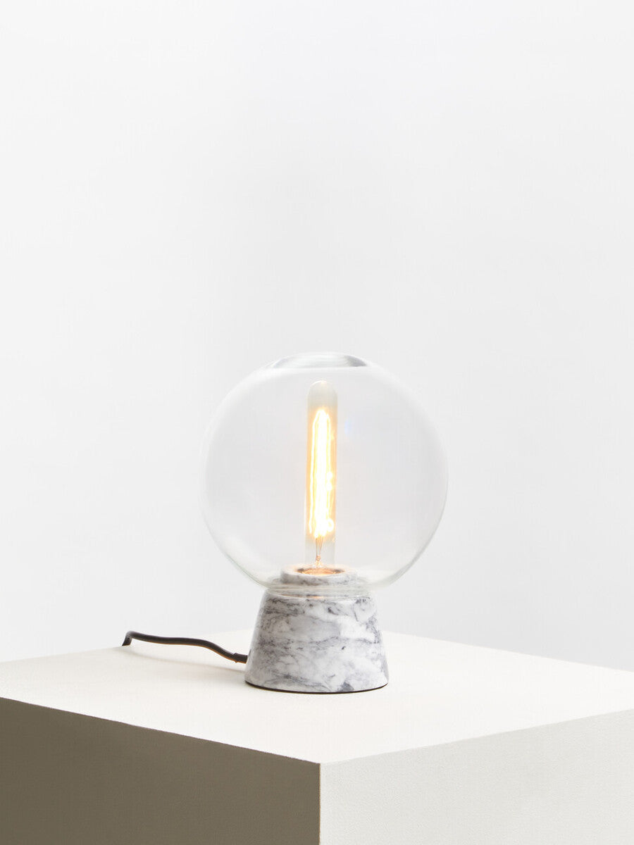 Orsina Lamonte Globe Table Lamp | Grey Marble Base & Glass Sphere
