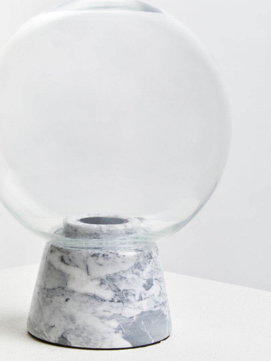 Orsina Lamonte Globe Table Lamp | Grey Marble Base & Glass Sphere