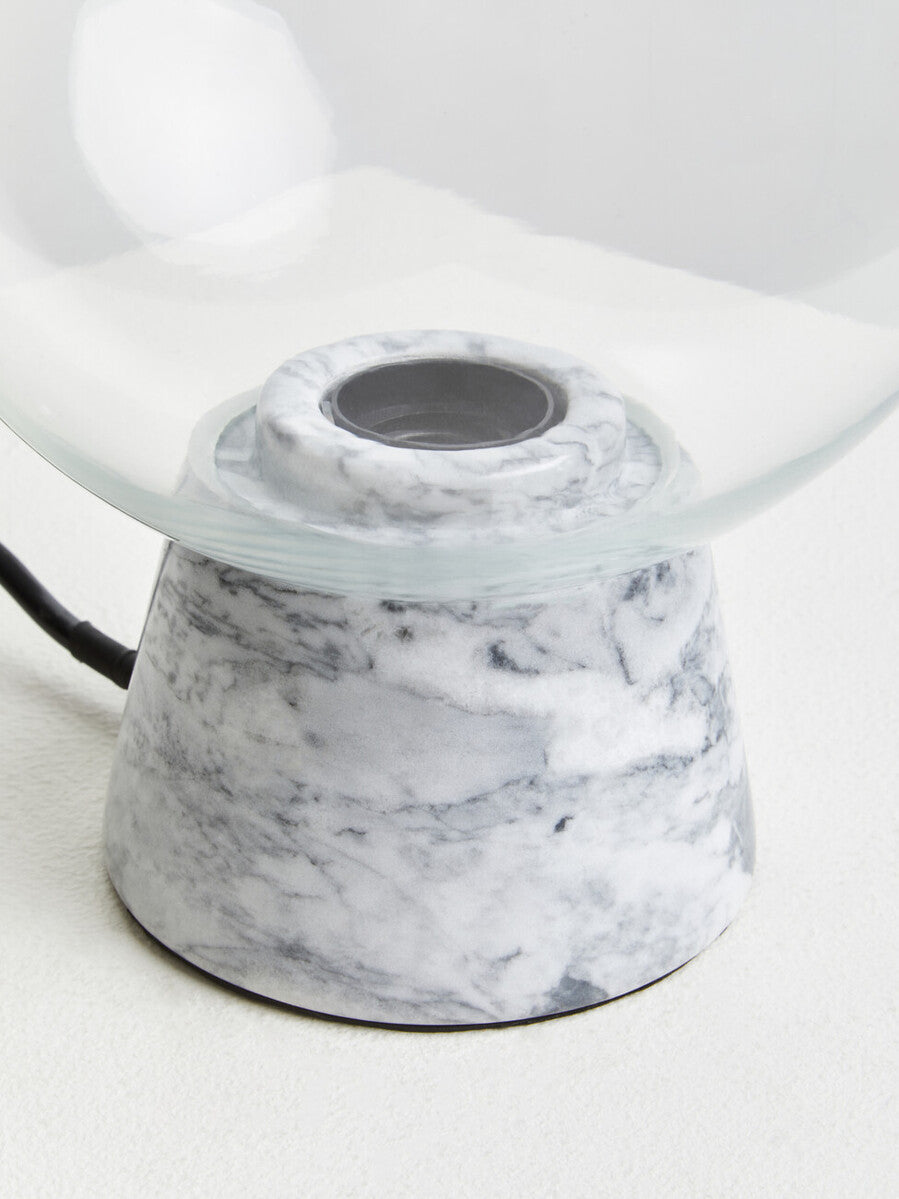Orsina Lamonte Globe Table Lamp | Grey Marble Base & Glass Sphere