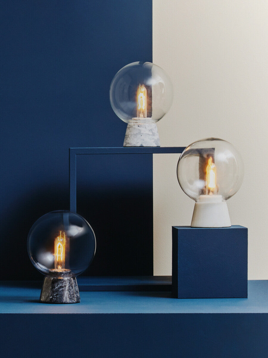 Orsina Lamonte Globe Table Lamp | Grey Marble Base & Glass Sphere