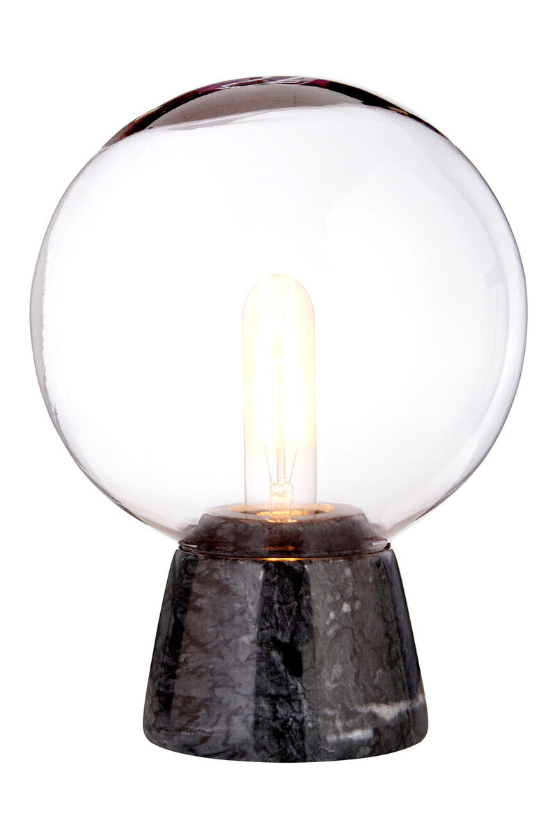 Orsina Lamonte Globe Lamp – Modern Glass & Black Marble Table Light
