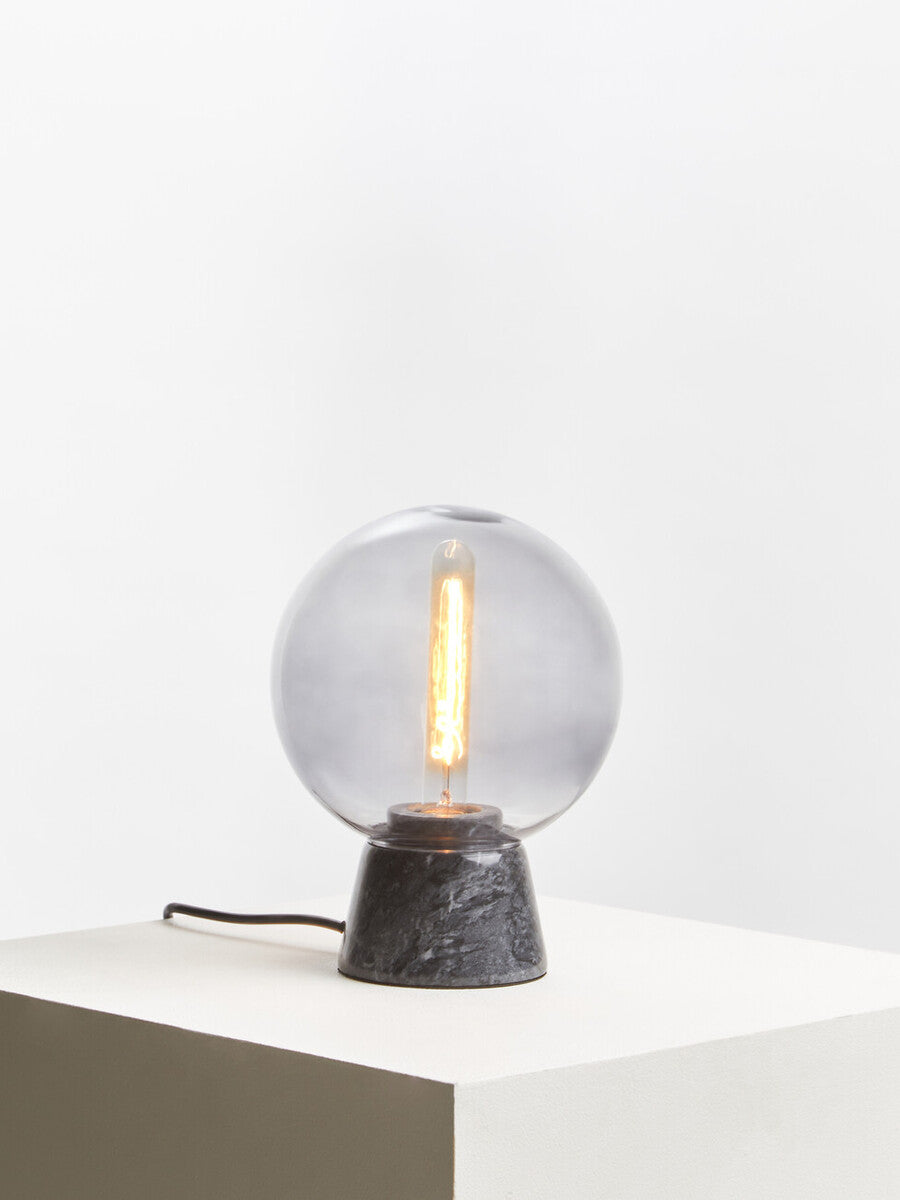 Orsina Lamonte Globe Lamp – Modern Glass & Black Marble Table Light