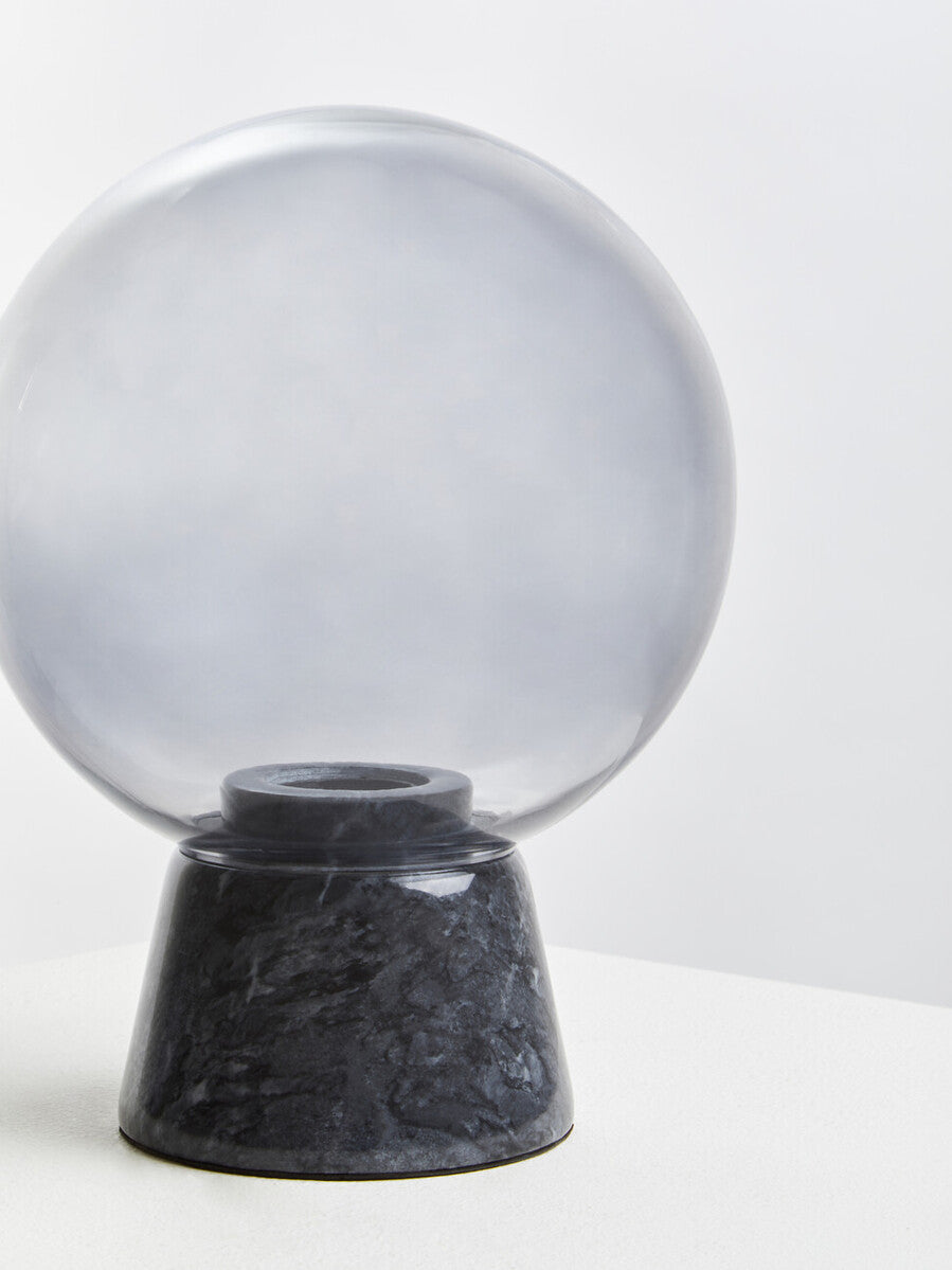 Orsina Lamonte Globe Lamp – Modern Glass & Black Marble Table Light