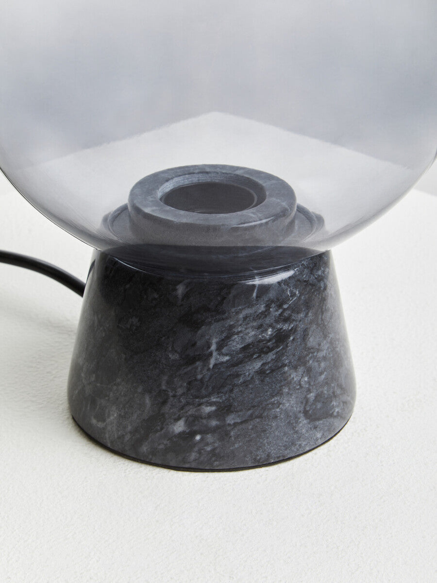 Orsina Lamonte Globe Lamp – Modern Glass & Black Marble Table Light