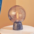 Orsina Lamonte Globe Lamp – Modern Glass & Black Marble Table Light