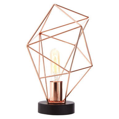Orsina Wyra Copper Finish Table Lamp – Geometric Industrial Desk Light