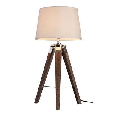 Orsina Bailey Brown Tripod Table Lamp – Cream Linen Shade