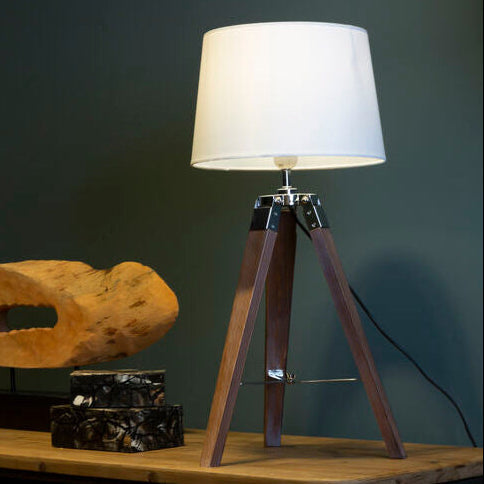 Orsina Bailey Brown Tripod Table Lamp – Cream Linen Shade