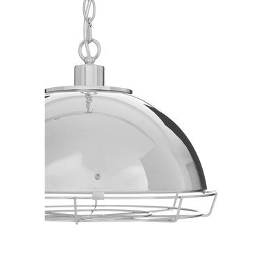 Orsina Foundry Chrome Pendant Light – Industrial Dome Kitchen Lamp