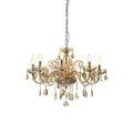 Orsina Murano 8-Bulb Cognac Glass and K9 Crystal Chandelier