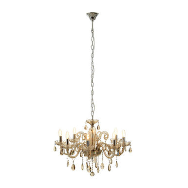 Orsina Murano 8-Bulb Cognac Glass and K9 Crystal Chandelier
