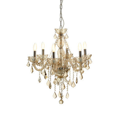 Orsina Murano 8-Bulb Cognac Glass and K9 Crystal Chandelier