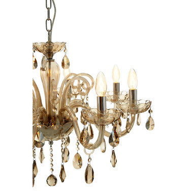 Orsina Murano 8-Bulb Cognac Glass and K9 Crystal Chandelier