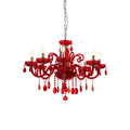 Orsina Murano Red Crystal Glass Chandelier – 8 Bulb Chrome Lighting
