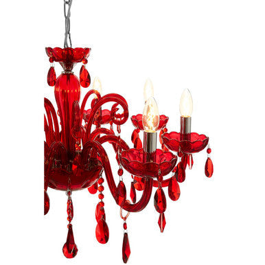 Orsina Murano Red Crystal Glass Chandelier – 8 Bulb Chrome Lighting