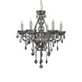 Orsina Murano Smoked Chrome and K9 Crystal 6-Light Chandelier