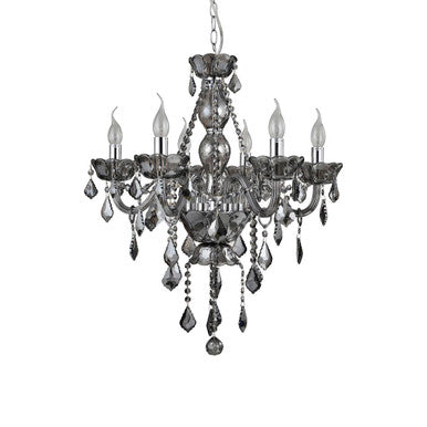 Orsina Murano Smoked Chrome and K9 Crystal 6-Light Chandelier