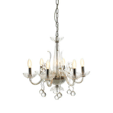 Orsina Murano 6-Bulb Clear K9 Crystal Chandelier | Glass Ceiling Light