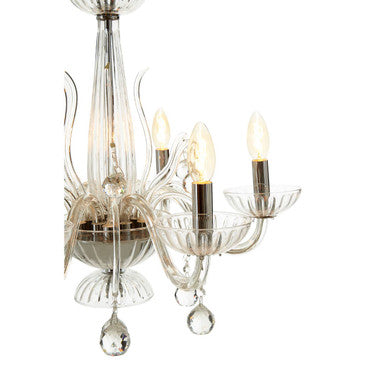 Orsina Murano 6-Bulb Clear K9 Crystal Chandelier | Glass Ceiling Light