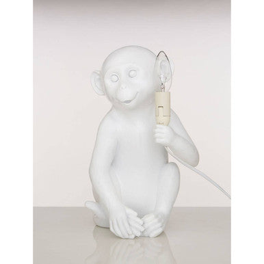 Orsina Monkey Table Lamp – Boho White Finish Animal Statement Decor