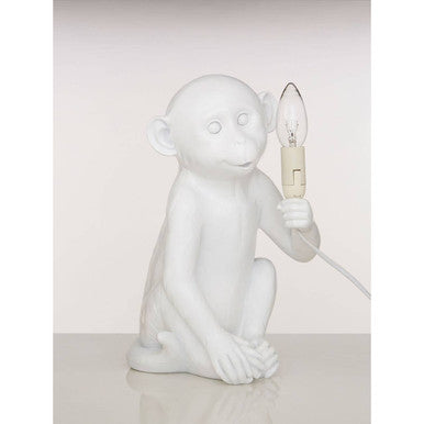 Orsina Monkey Table Lamp – Boho White Finish Animal Statement Decor