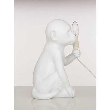 Orsina Monkey Table Lamp – Boho White Finish Animal Statement Decor