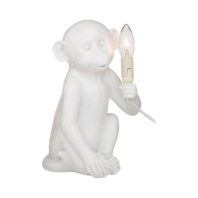 Orsina Monkey Table Lamp – Boho White Finish Animal Statement Decor
