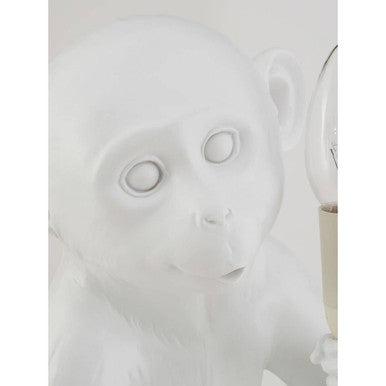 Orsina Monkey Table Lamp – Boho White Finish Animal Statement Decor