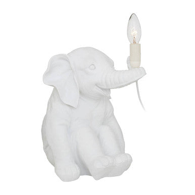 Orsina Boho Elephant Table Lamp – White Sculptural Animal Bedside Light