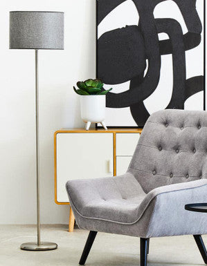Orsina Forma Grey Waffle Effect Shade Floor Lamp – Modern Lighting