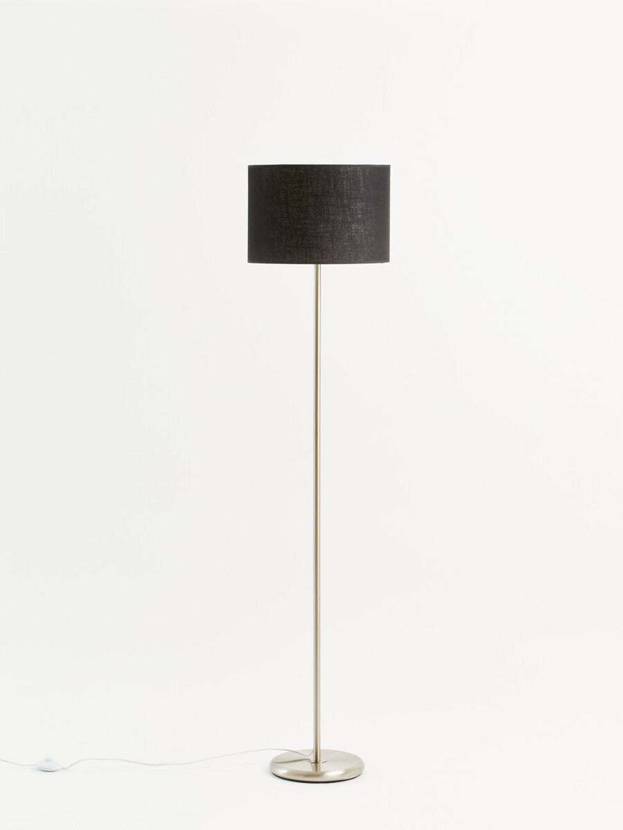Orsina Forma Floor Lamp – Black Waffle Texture Drum Shade Modern Light