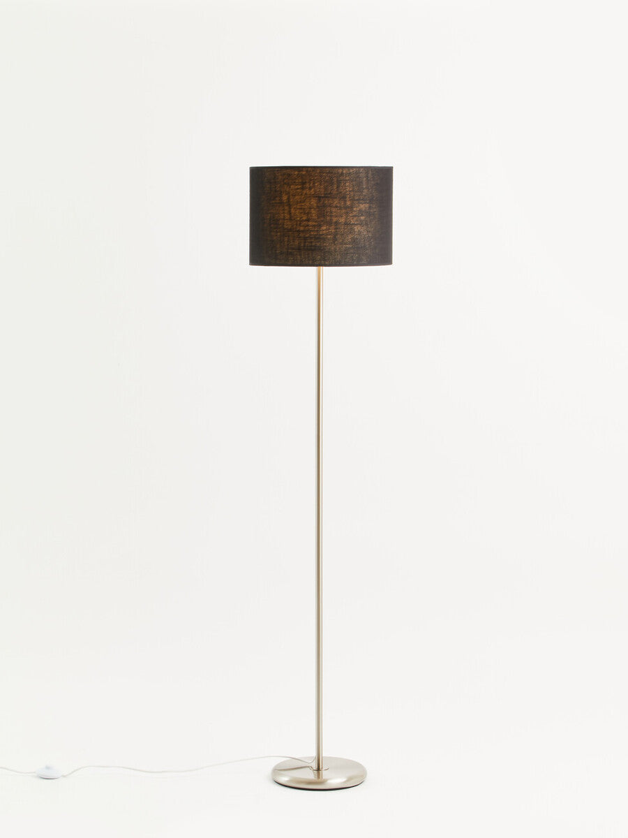 Orsina Forma Floor Lamp – Black Waffle Texture Drum Shade Modern Light
