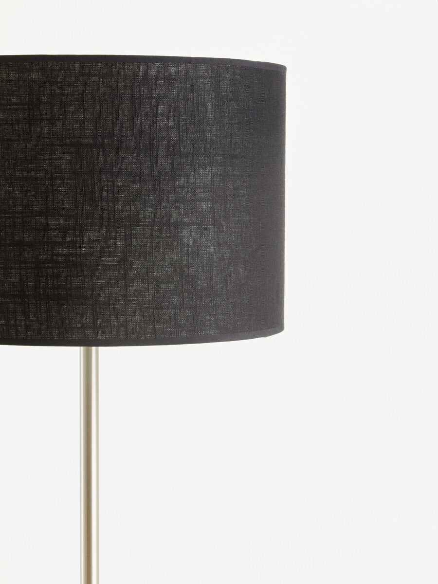 Orsina Forma Floor Lamp – Black Waffle Texture Drum Shade Modern Light