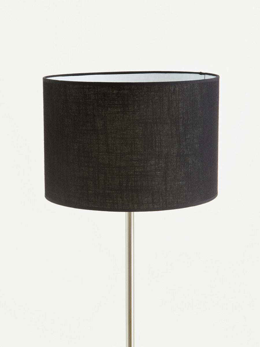 Orsina Forma Floor Lamp – Black Waffle Texture Drum Shade Modern Light