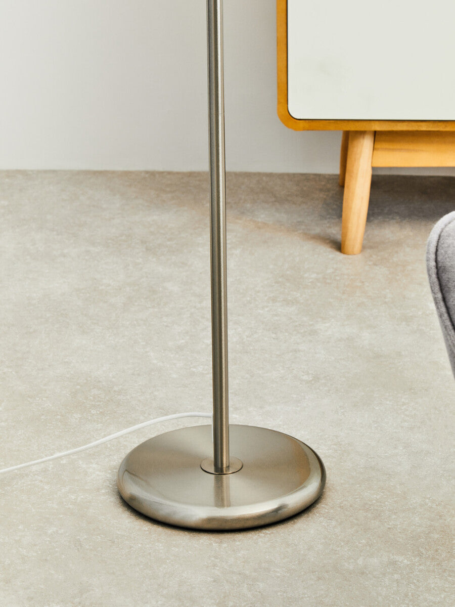 Orsina Forma Floor Lamp – Black Waffle Texture Drum Shade Modern Light