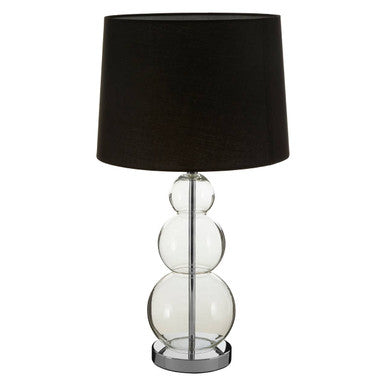 Orsina Luke Modern Table Lamp – Black Fabric Shade & Glass Orbs