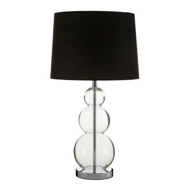Orsina Luke Modern Table Lamp – Black Fabric Shade & Glass Orbs