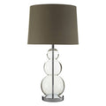 Orsina Luke Table Lamp – Grey Fabric Shade with Glass Orb Base