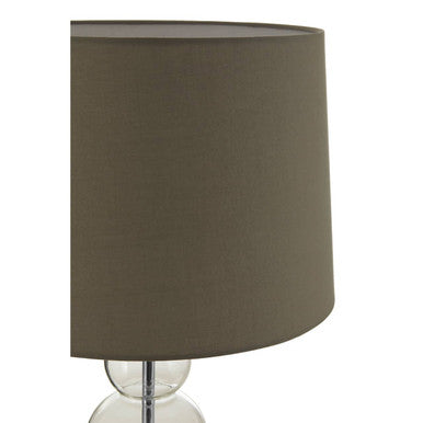 Orsina Luke Table Lamp – Grey Fabric Shade with Glass Orb Base