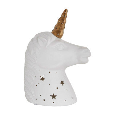 Orsina Unicorn Ceramic Night Light – Gold Horn Kids Nursery Lamp